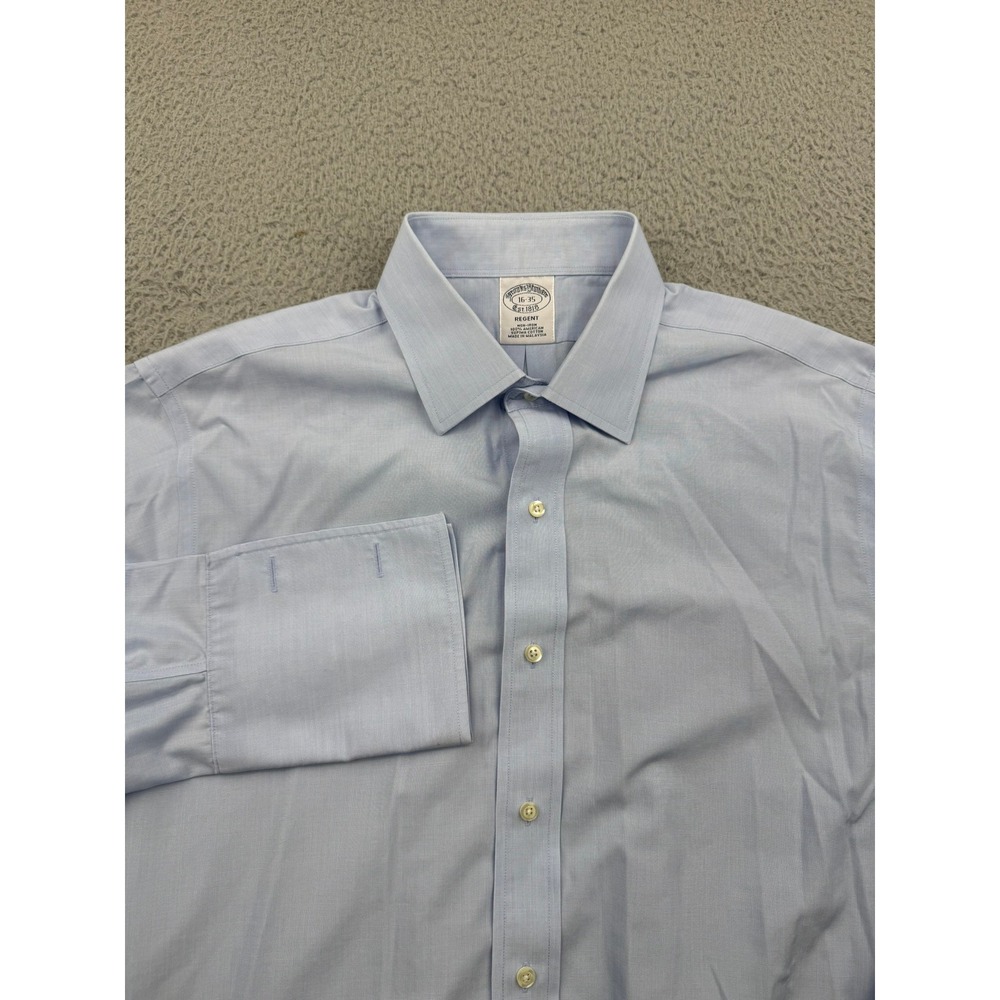 Brooks Brothers Dress Shirt Mens 16-35 Blue Micro Pattern Regent French Cuff